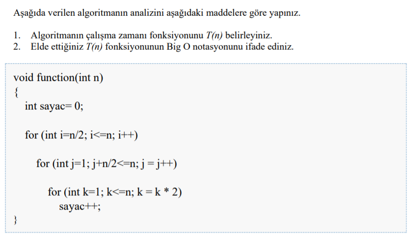 Solved Analyze the algorithm given below according to the | Chegg.com