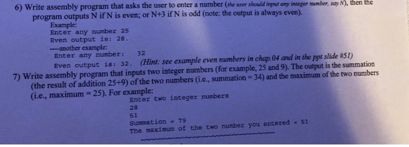6) Write assembly program that asks the user to enter | Chegg.com