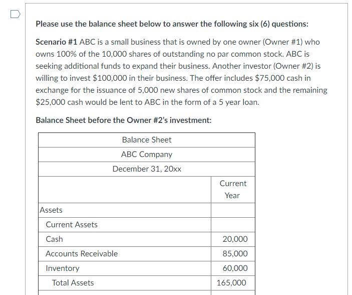 Solved Please use the balance sheet below to answer the | Chegg.com