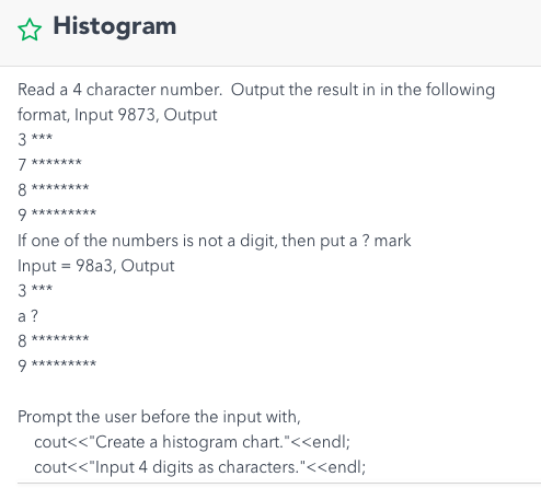 Solved Histogram Read a 4 character number. Output the | Chegg.com