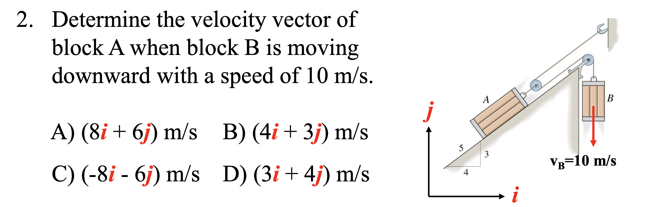 Solved 2. Determine the velocity vector of block A when