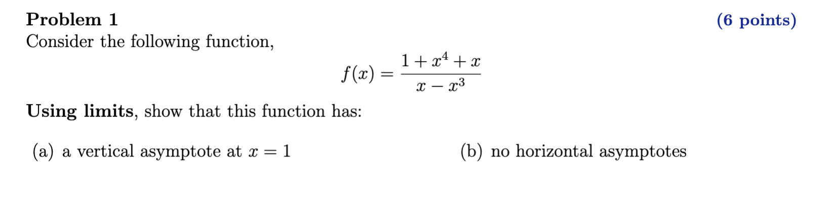 Solved (6 points) Problem 1 Consider the following function, | Chegg.com