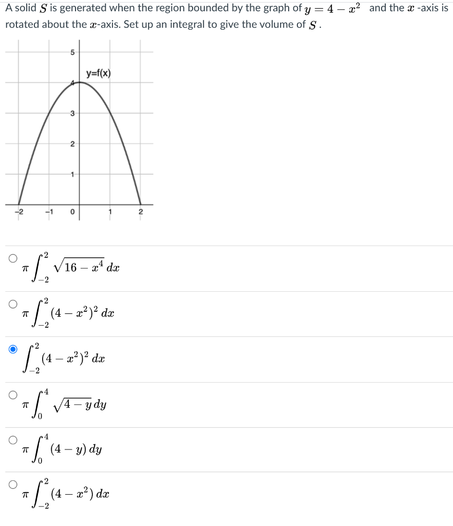 Solved A solid S is generated when the region bounded by the | Chegg.com