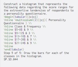 Solved Construct a histogram that represents the following | Chegg.com