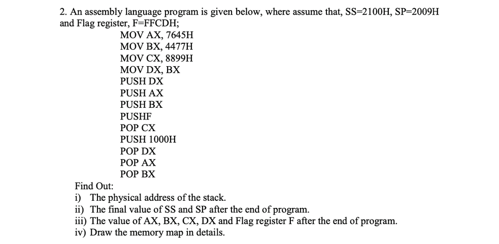 Solved 2. An assembly language program is given below, where | Chegg.com