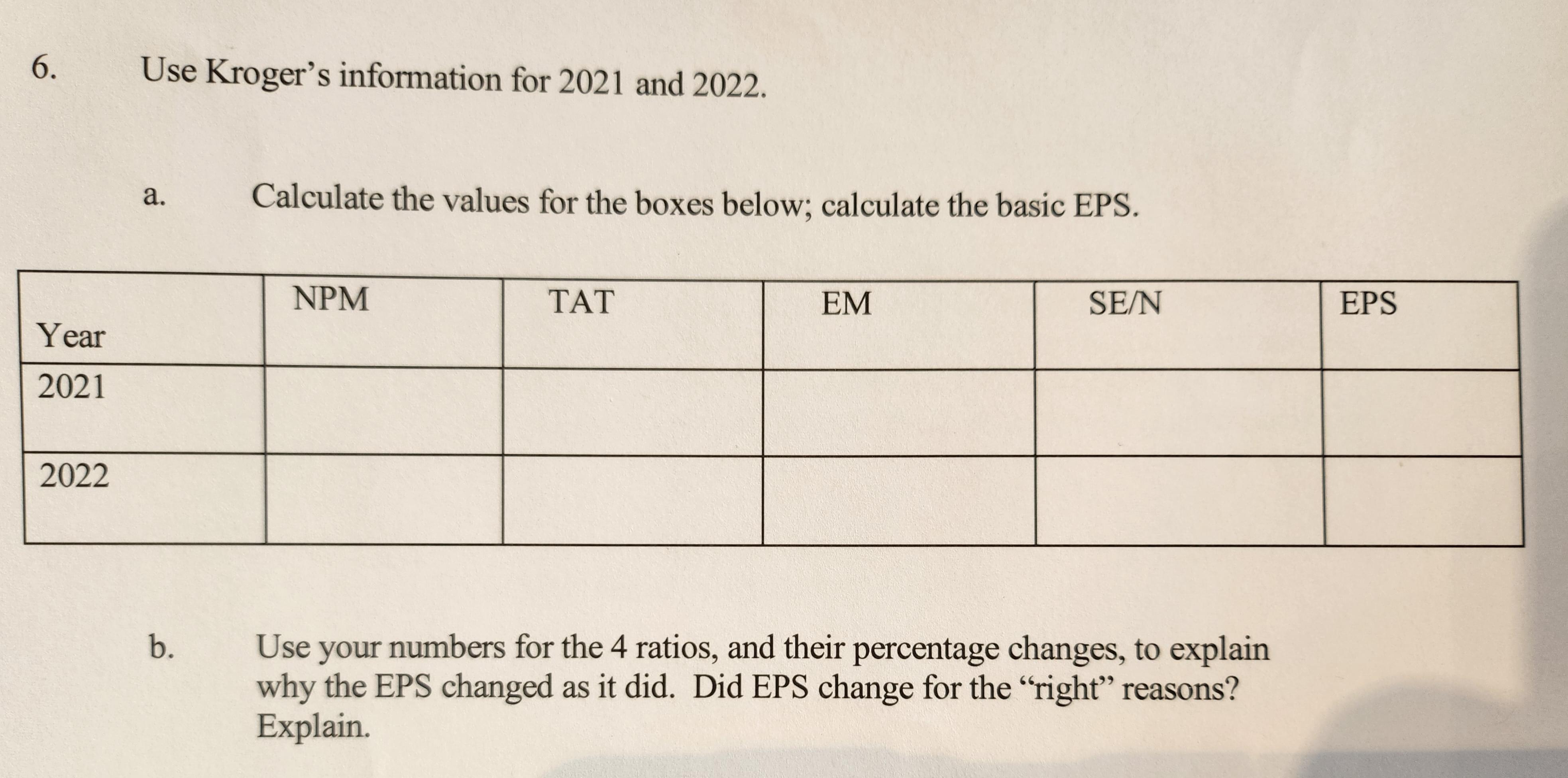 a. Calculate the values for the boxes below; | Chegg.com