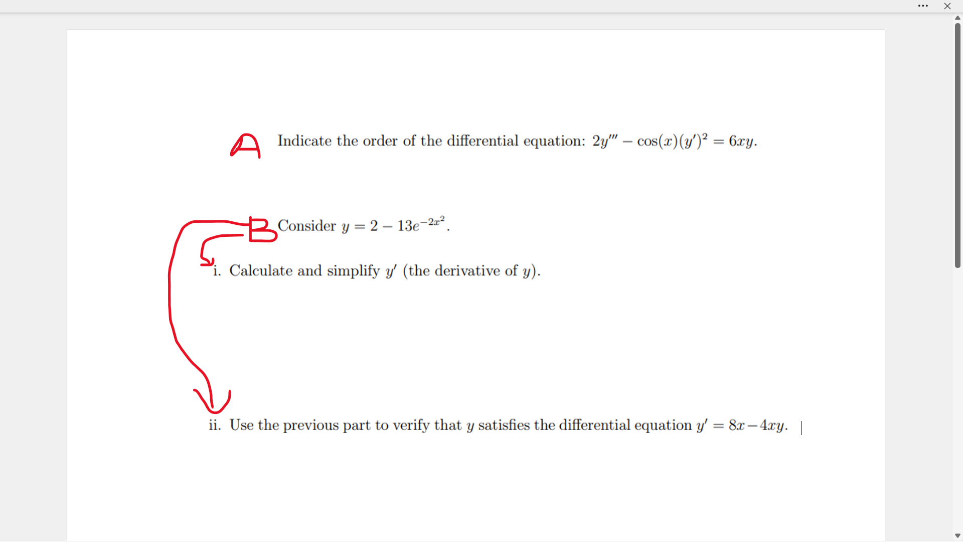 solved-a-indicate-the-order-of-the-differential-equation-chegg