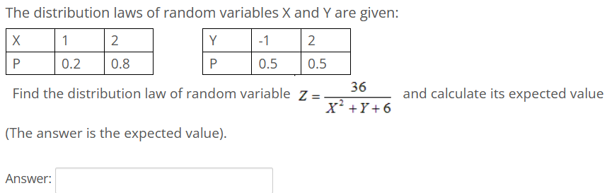 Solved The distribution laws of random variables x ﻿and Y | Chegg.com