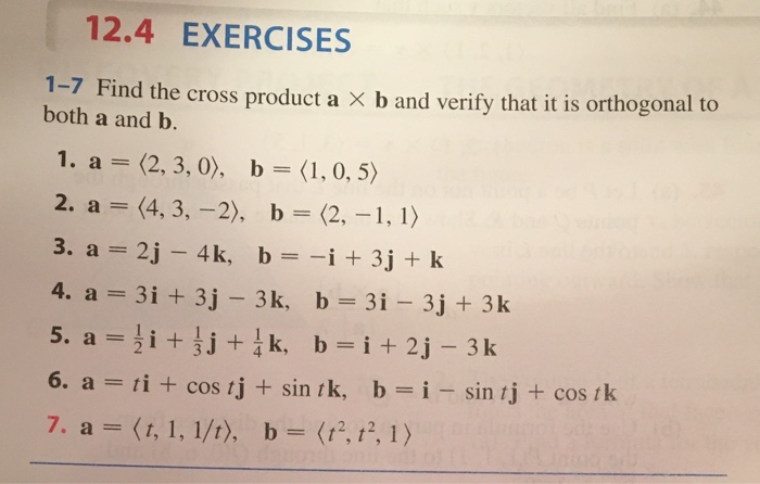 Solved Find The Cross Product A Times B And Verify That It | Chegg.com