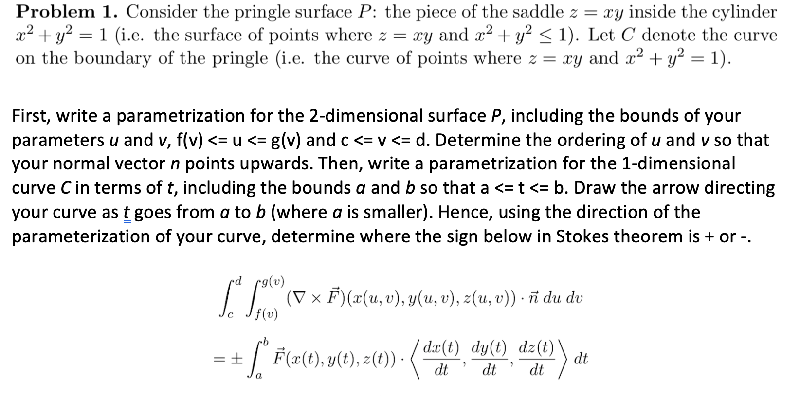 Solved Problem 1 Consider The Pringle Surface P The Pie Chegg Com