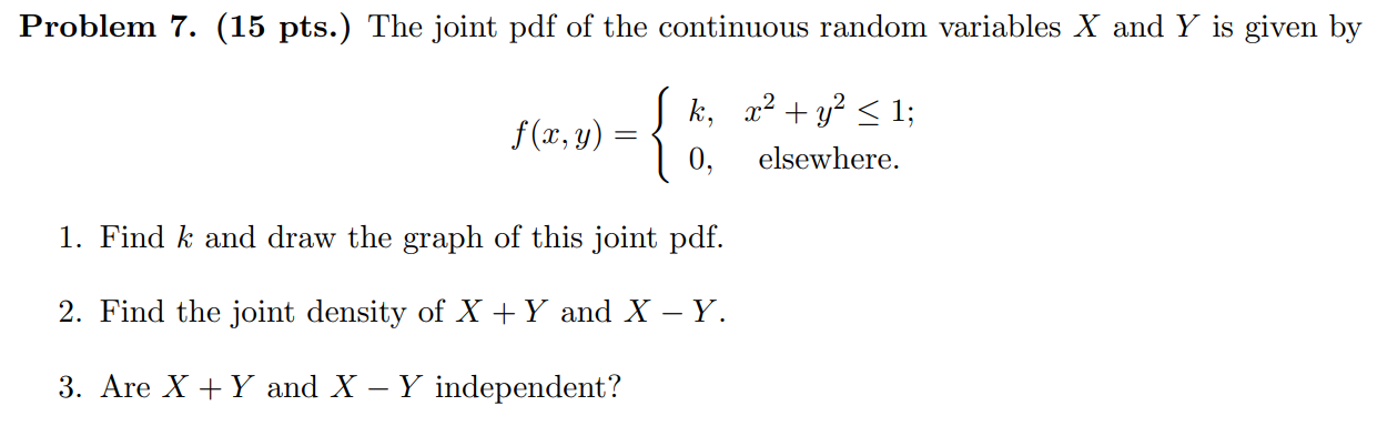 Solved The Joint Pdf Of The Continuous Random Variables X