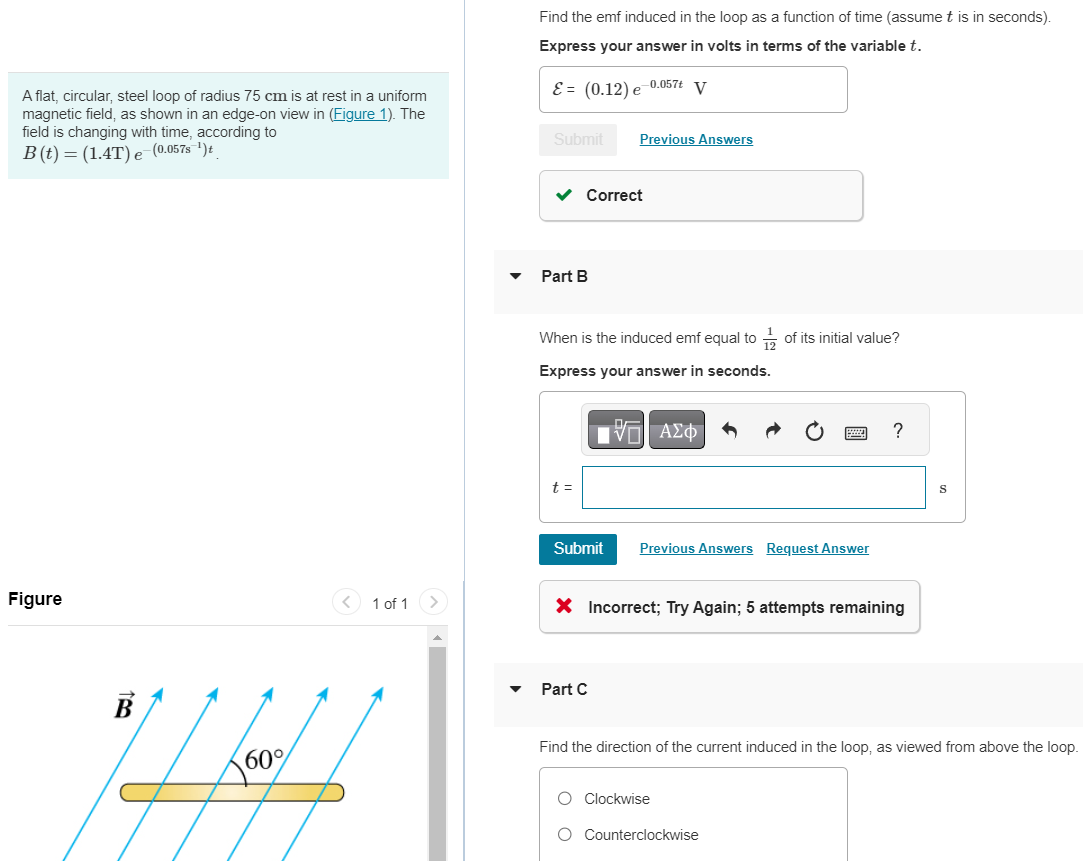 Solved Find The Emf Induced In The Loop As A Function Of | Chegg.com