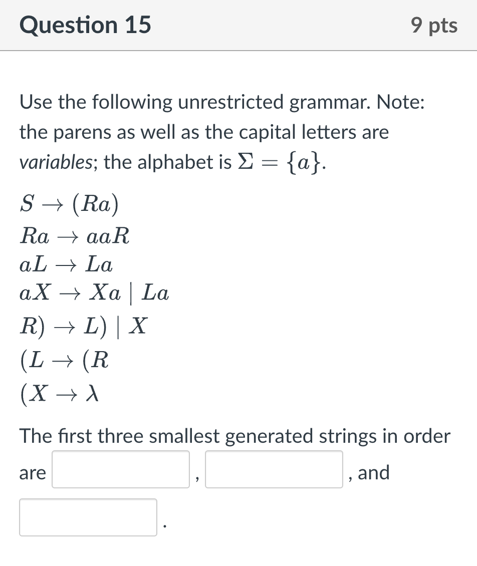 Solved Use The Following Unrestricted Grammar. Note: The | Chegg.com