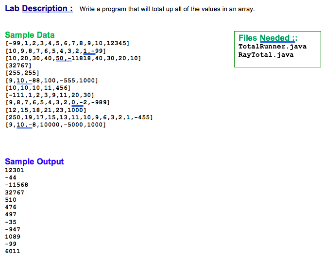 Solved Lab Description: Write a program that will total up | Chegg.com