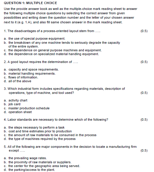 Solved QUESTION 1: MULTIPLE CHOICE Use the provide answer | Chegg.com