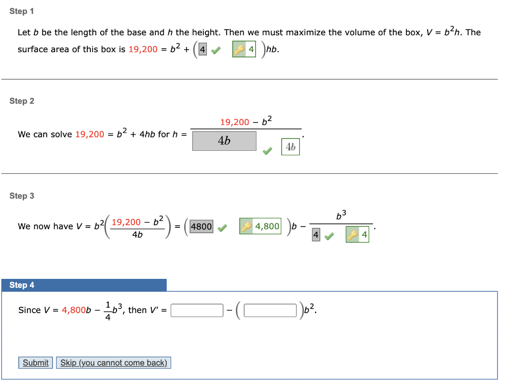 Solved Step 1 Let B Be The Length Of The Base And H The | Chegg.com