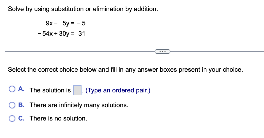 Solved Solve by using substitution or elimination by | Chegg.com