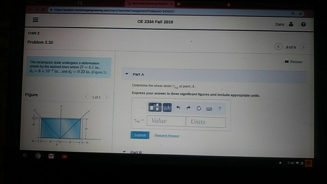 Solved KHW 2 Problem 2.32 The rectangular plate undergoes a | Chegg.com