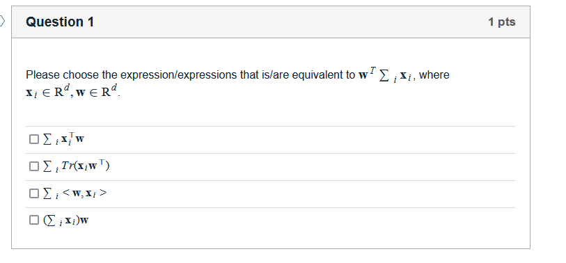 Solved > Question 1 1 pts Please choose the | Chegg.com