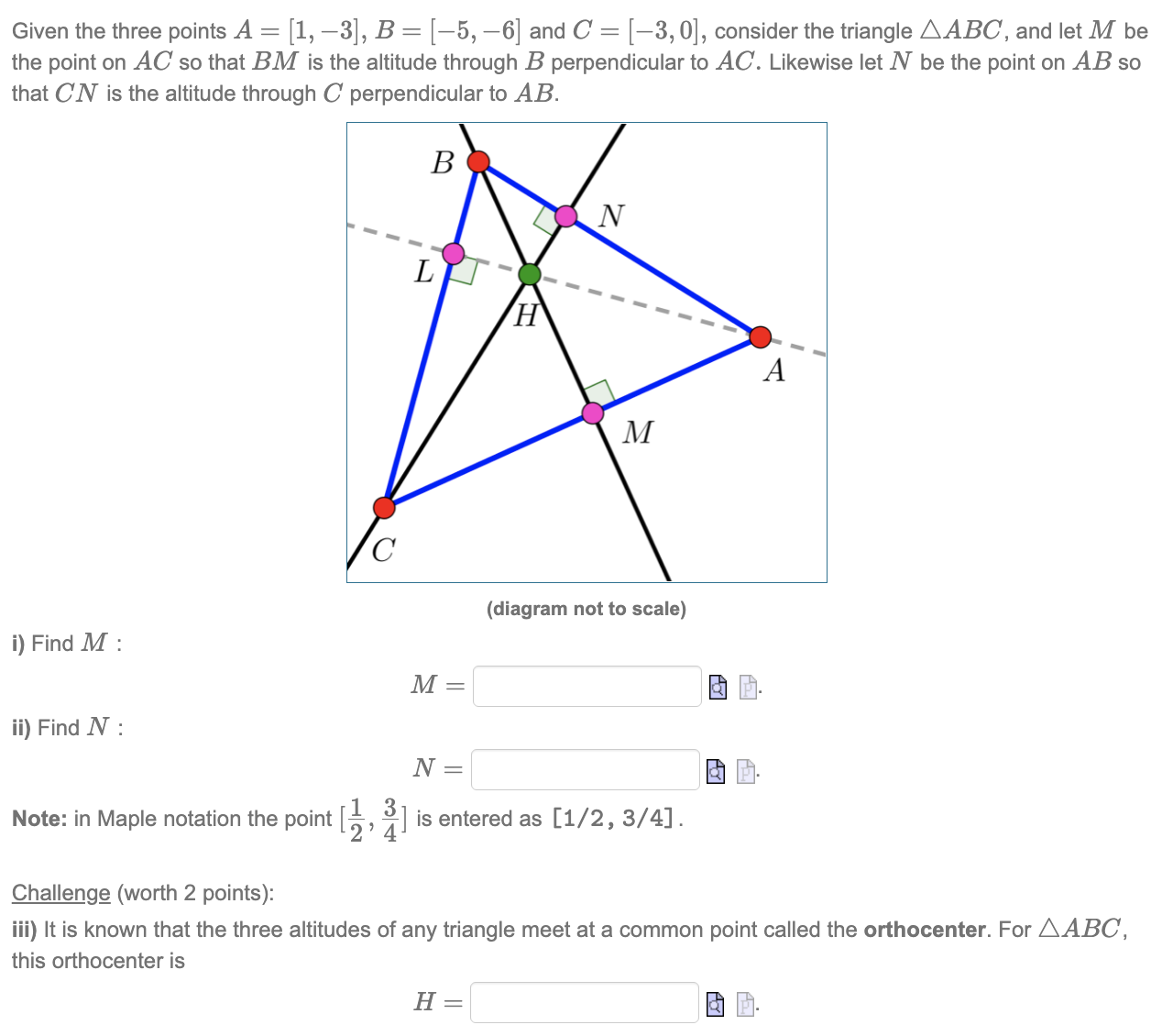 Solved Given the three points A=[1,−3], B=[−5,−6] | Chegg.com