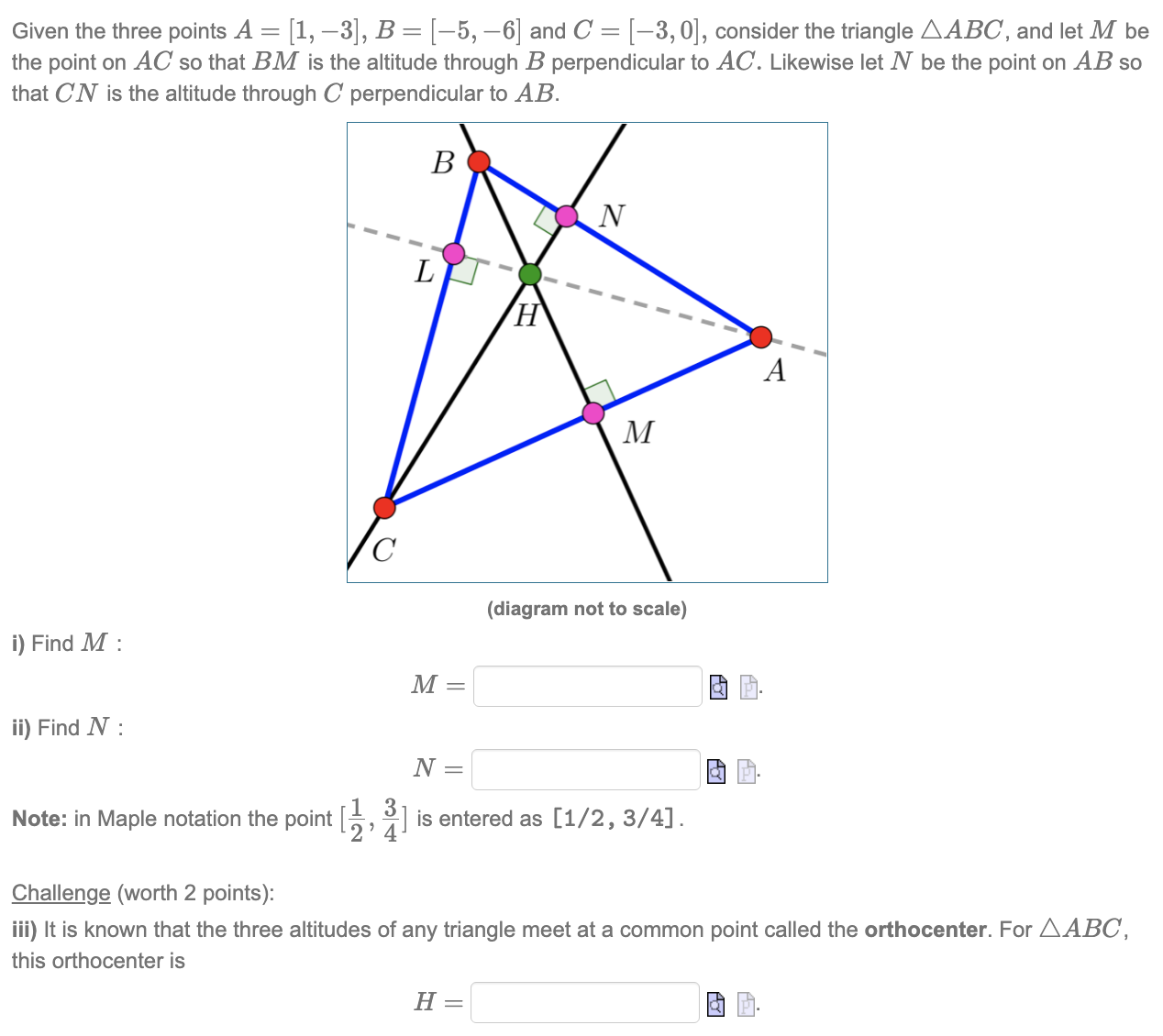 Solved Given The Three Points A=[1,−3], B=[−5,−6] | Chegg.com