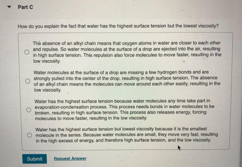 Solved The boiling points, surface tensions, and viscosities | Chegg.com