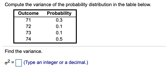 Solved Compute the variance of the probability distribution | Chegg.com