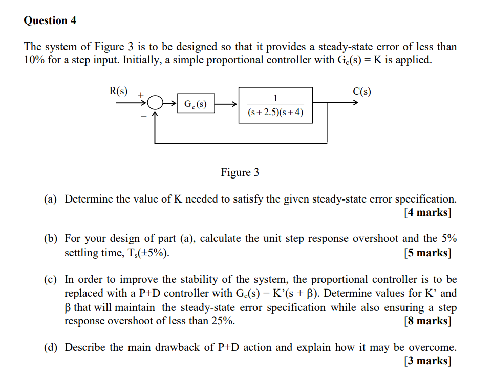 Solved Question 4The system of ﻿Figure 3 is to be ﻿designed | Chegg.com