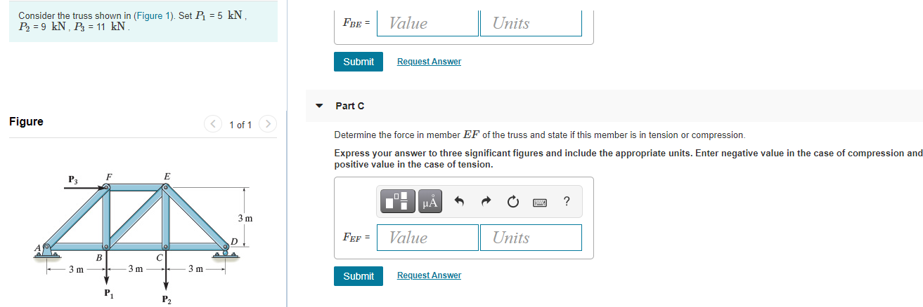 Solved Consider the truss shown in (Figure 1). Set P1 = 5 | Chegg.com