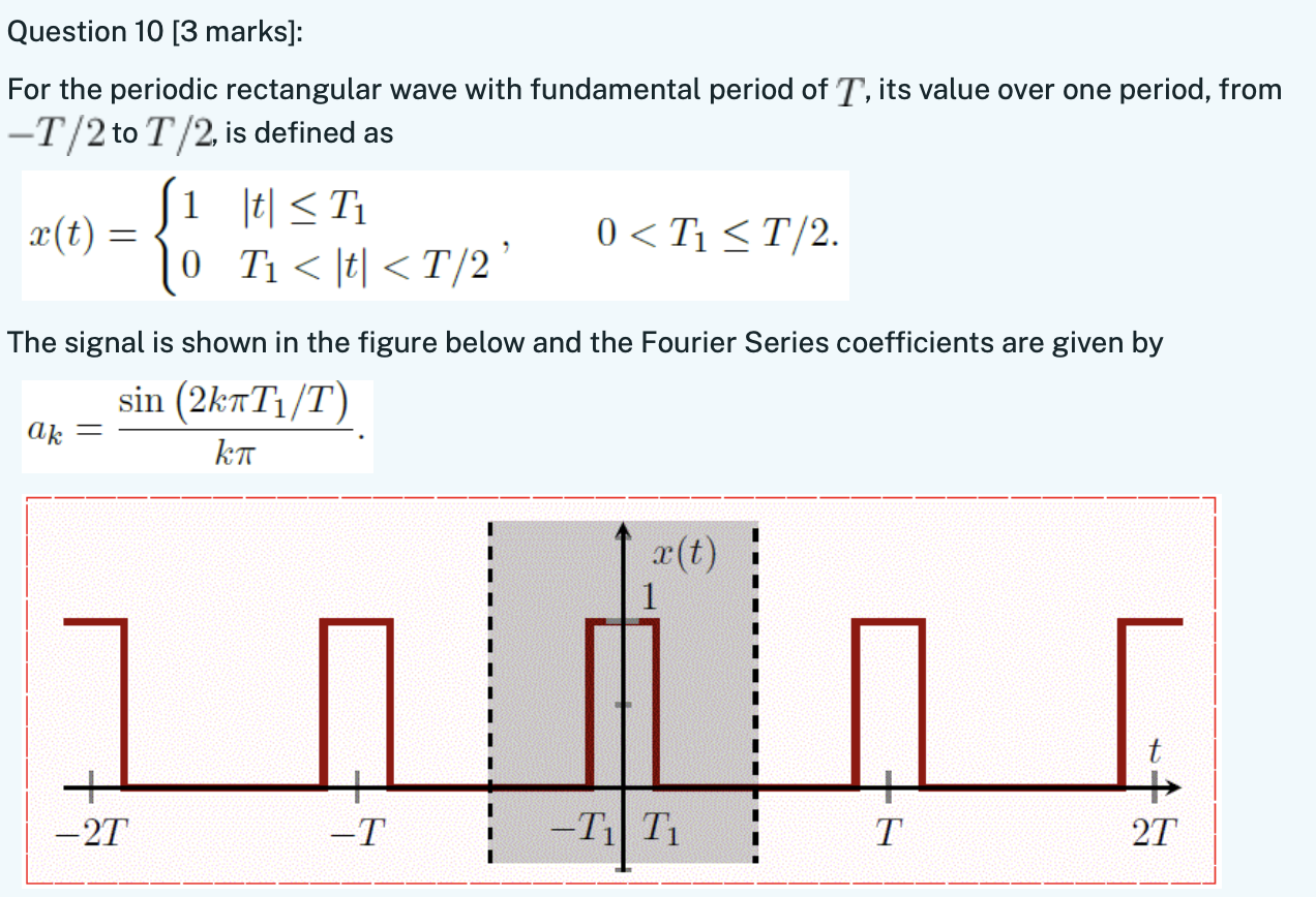 Solved For the periodic rectangular wave with fundamental | Chegg.com