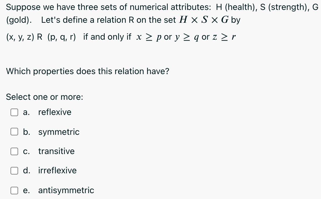 Solved S Eb D What Properties Does This Relation Have Chegg Com