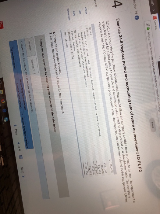 Solved W Chapter 24 3 flows LO P1 Exercise 24-5 Payback | Chegg.com
