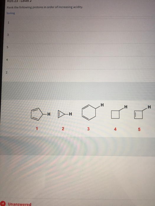 Solved H20.23-Level 2 Rank the following protons in order of | Chegg.com