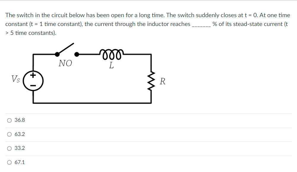 Solved The switch in the circuit below has been open for a | Chegg.com