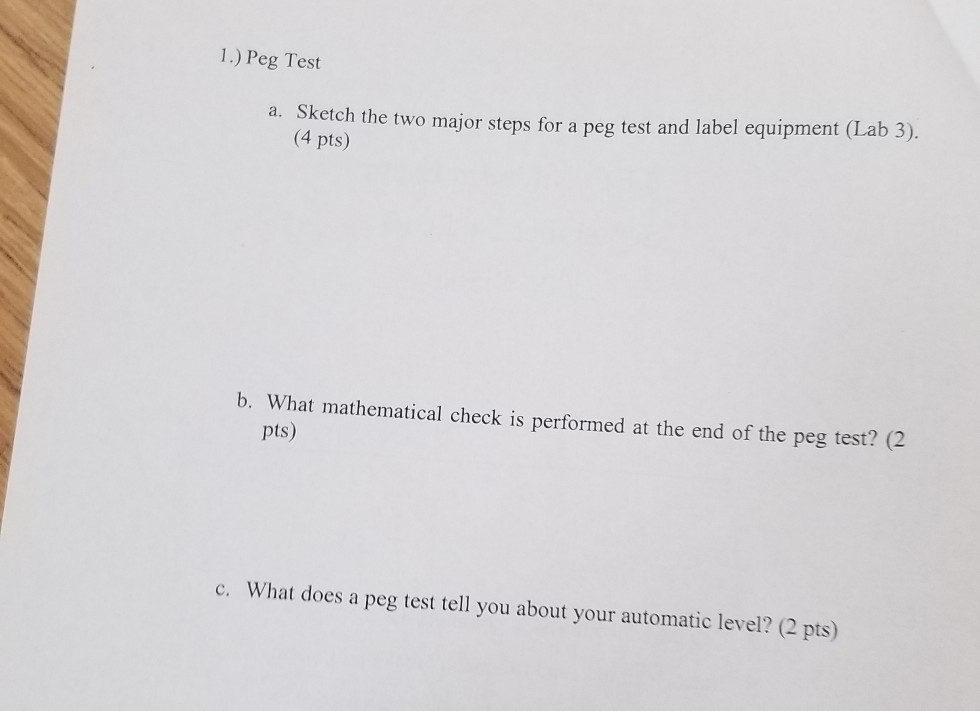 Solved 1.) Peg Test a. Sketch the two major steps for a peg