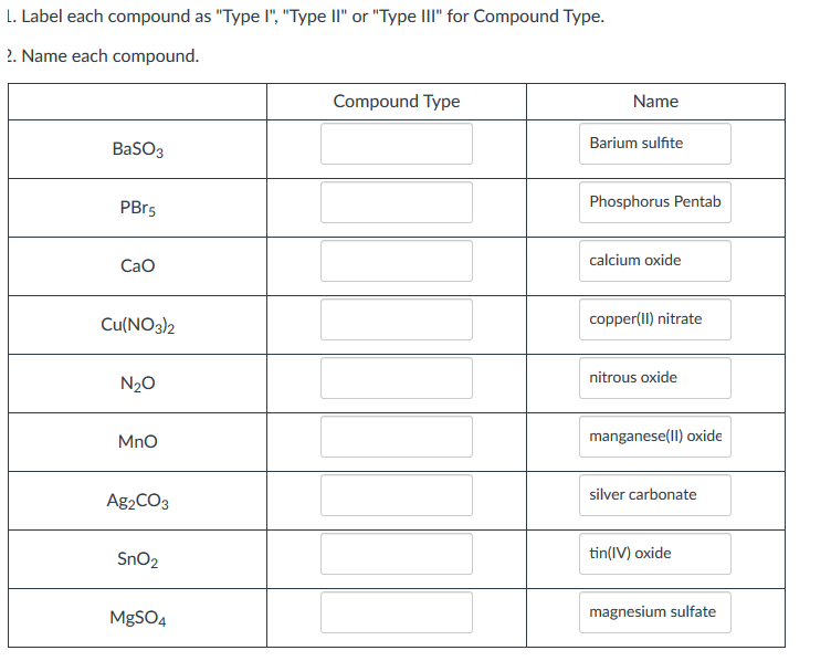 Solved L. Label each compound as 