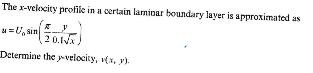Solved The x-velocity profile in a certain laminar boundary | Chegg.com