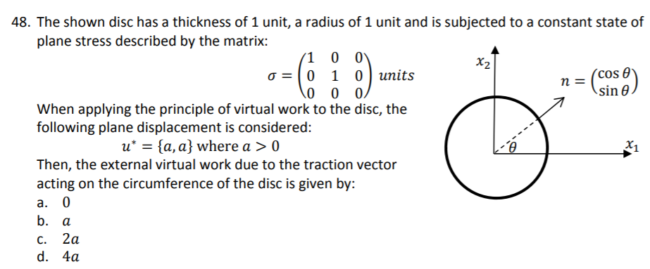 48. The shown disc has a thickness of 1 unit, a | Chegg.com