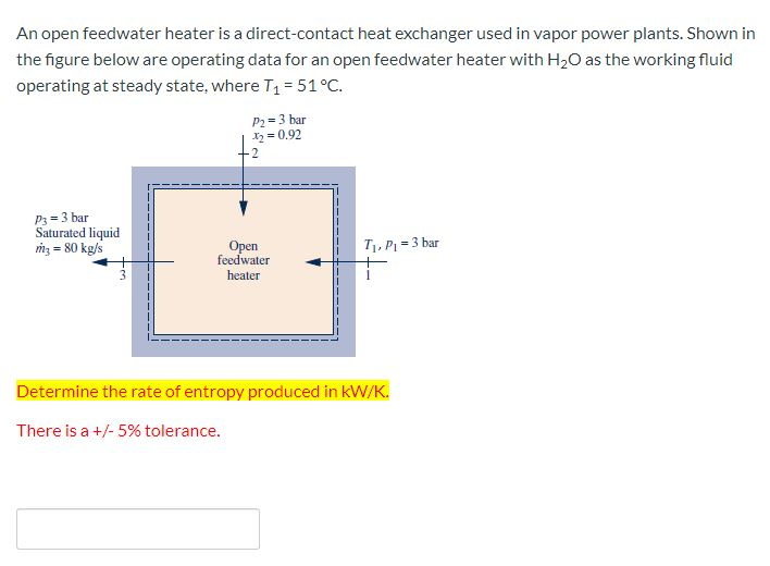 Solved An open feedwater heater is a directcontact heat