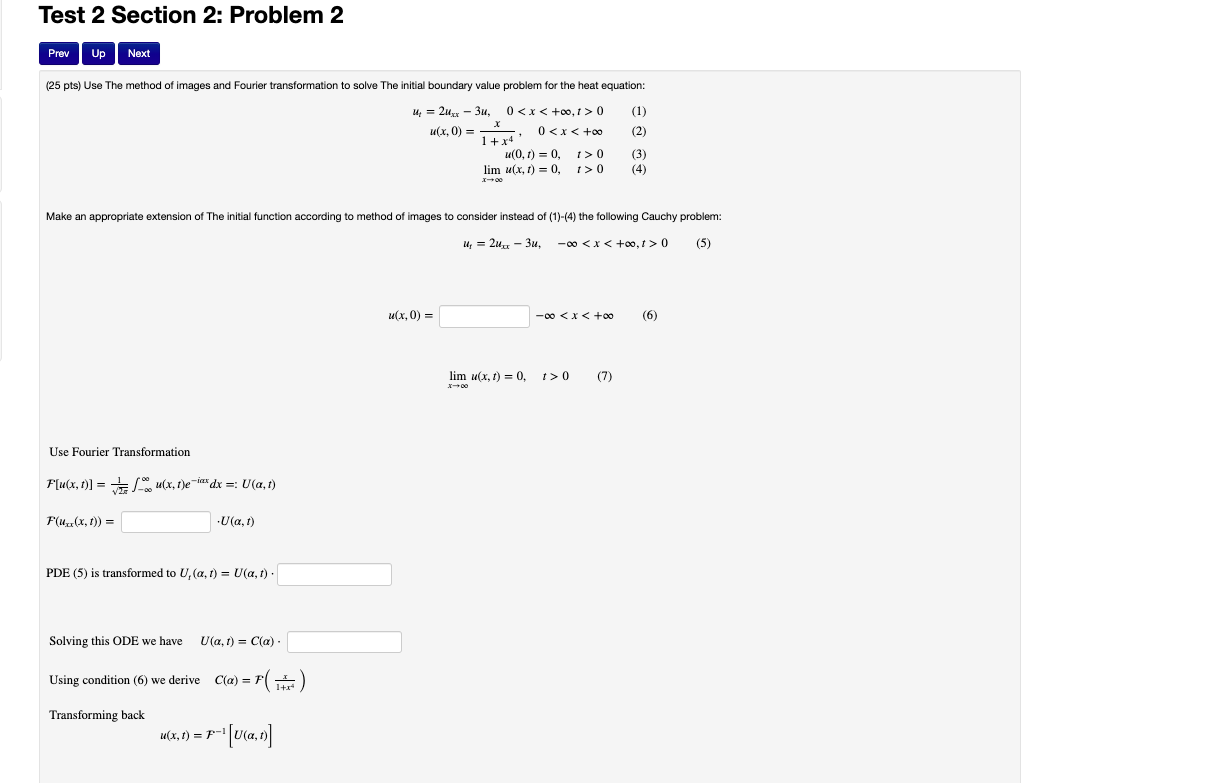 Solved Test 2 Section 2: Problem 2 Prev Up Next (25 pts) Use | Chegg.com