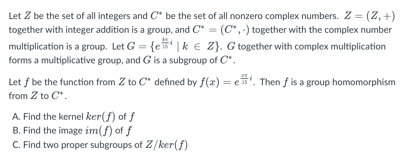 Solved = = KT = Let Z be the set of all integers and C* be | Chegg.com