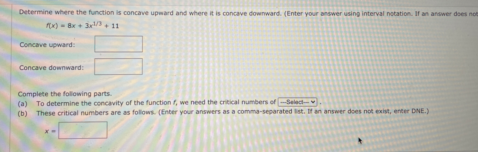Solved Determine where the function is concave upward and | Chegg.com