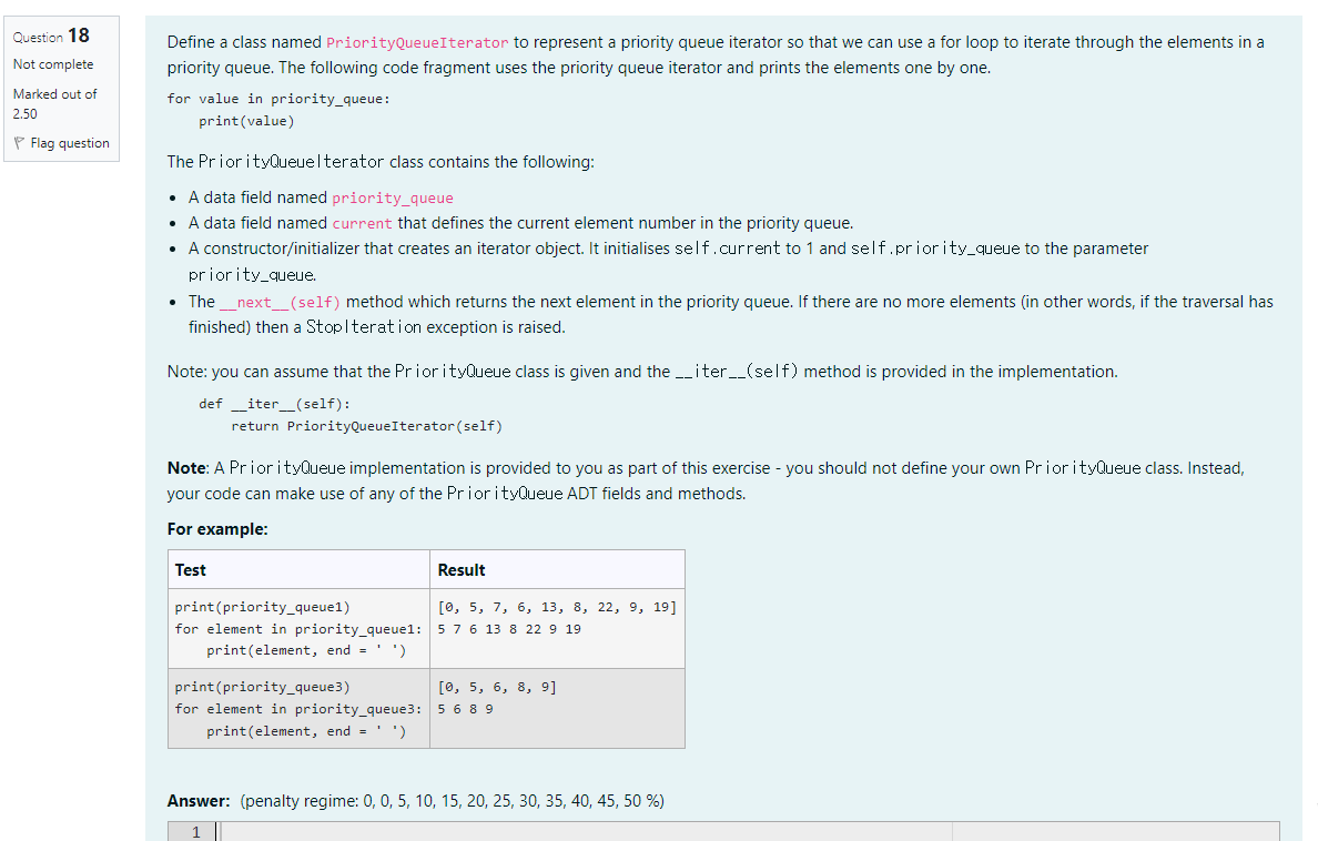 Define A Class Named Priorityqueueiterator To Chegg