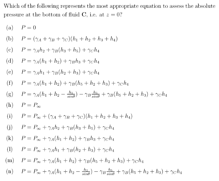 Solved Consider the static layers of fluids in the figure | Chegg.com