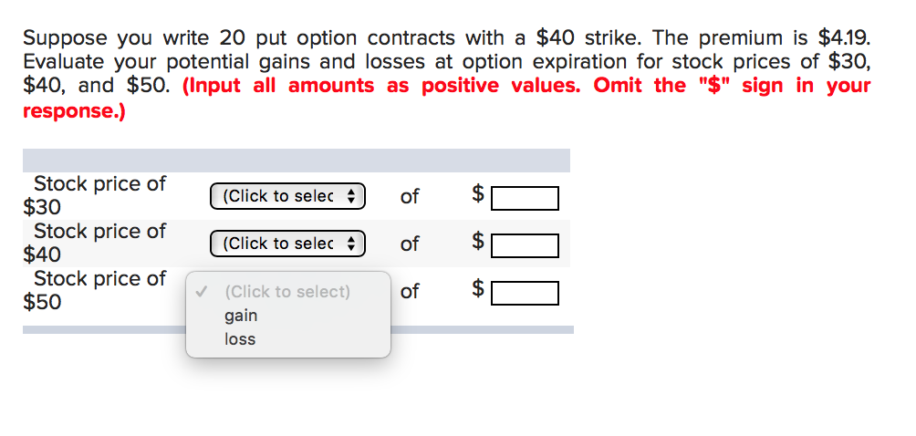 Solved Suppose you write 20 put option contracts with a $40 | Chegg.com