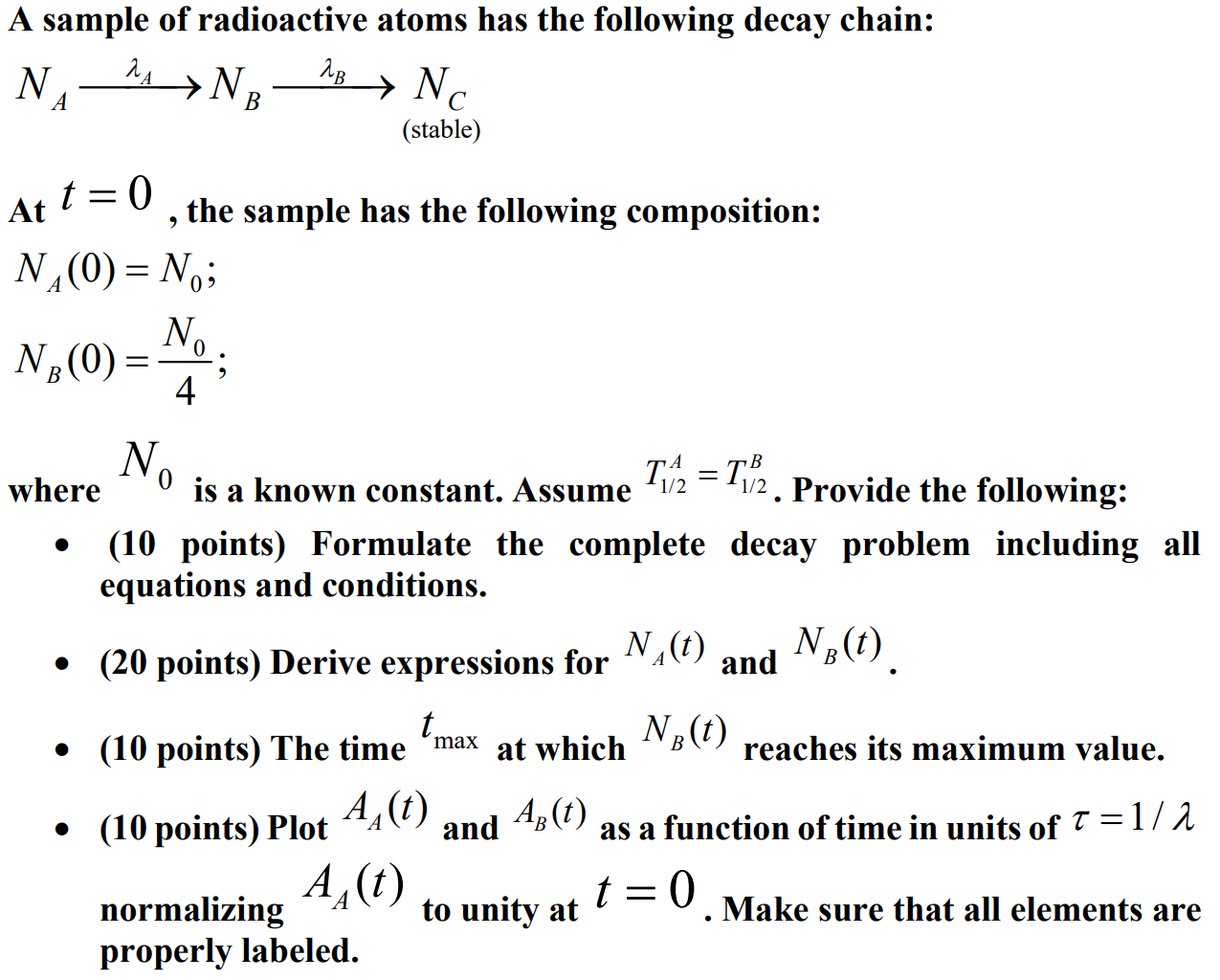 Solved A sample of radioactive atoms has the following decay | Chegg.com