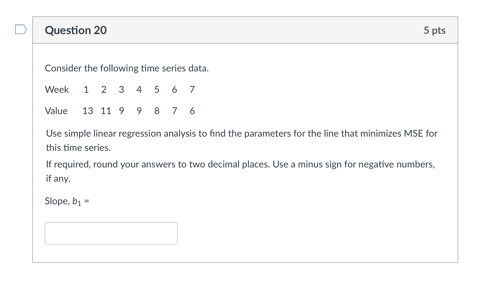 Solved Question 19 5 pts Consider the following time series | Chegg.com