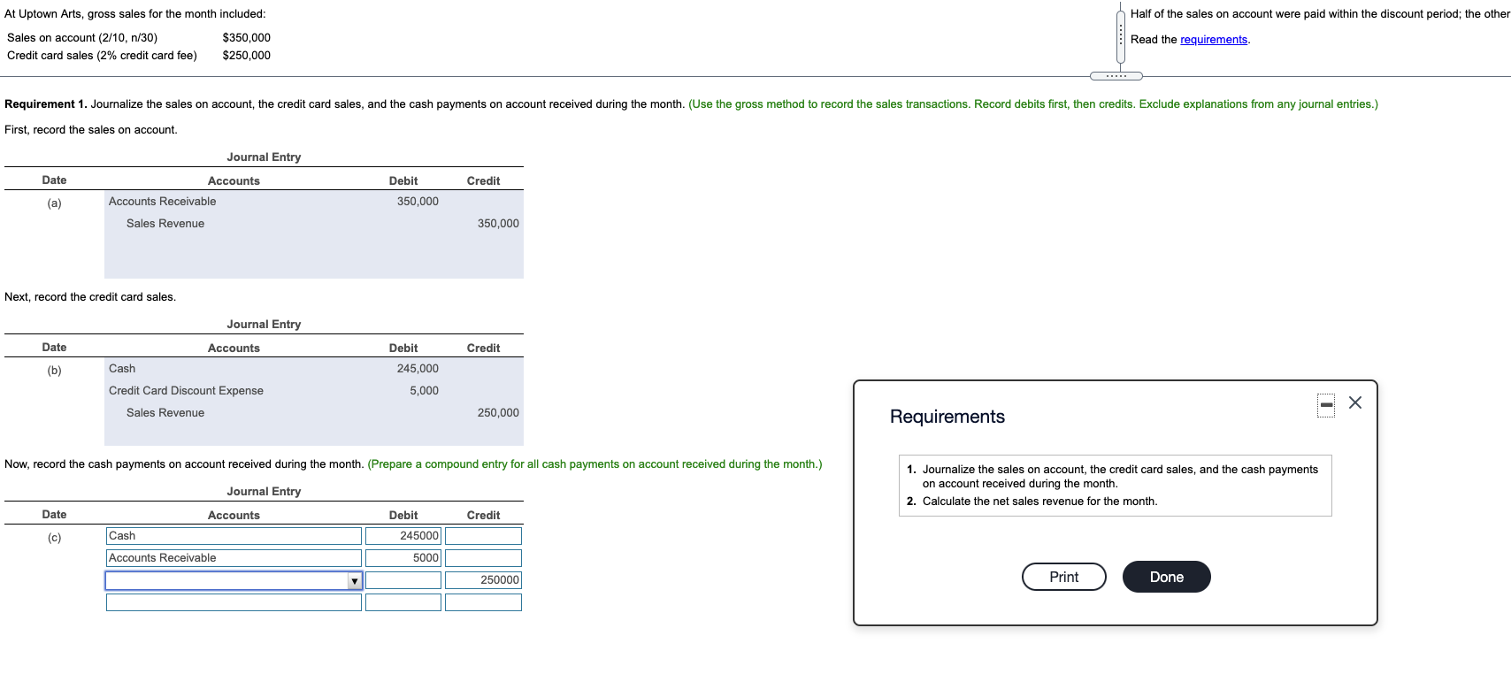 Solved Can You Please Help With Part (C) And Requirement 2? | Chegg.com