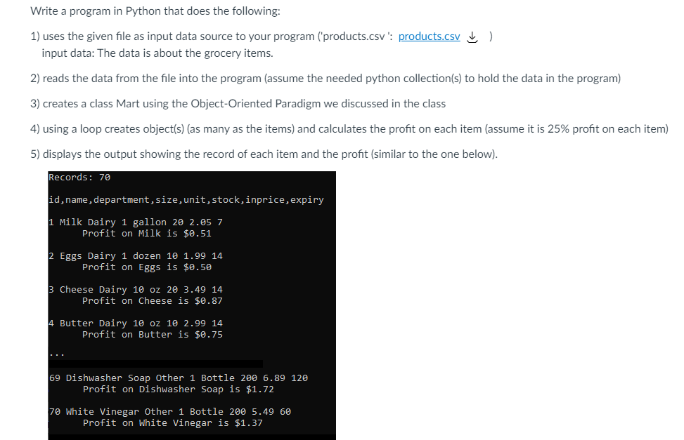 Solved Write a program in Python that does the following: 1) | Chegg.com