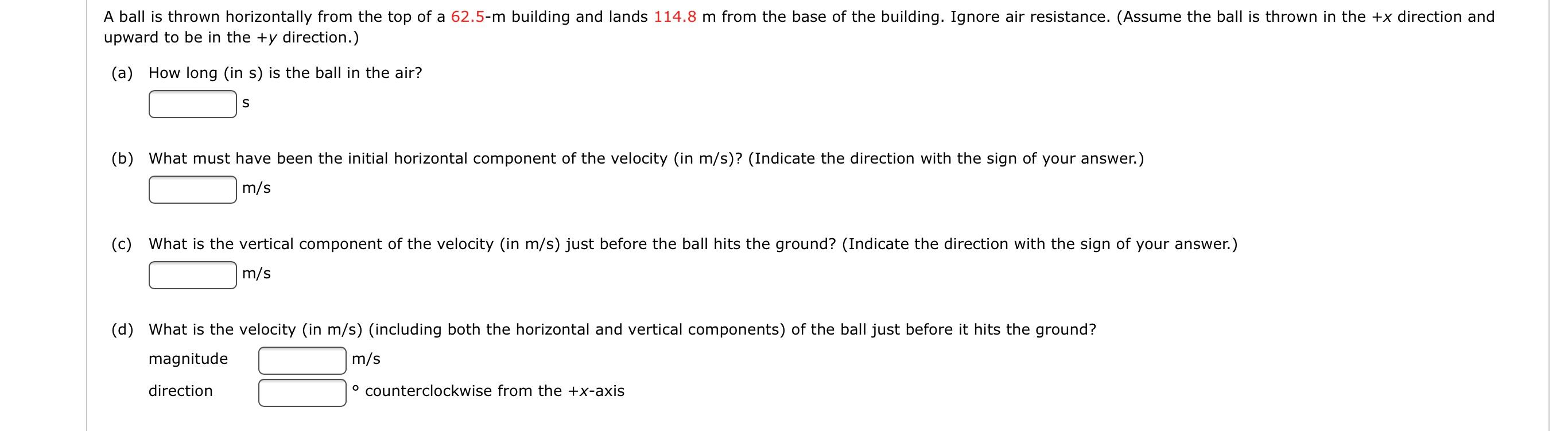 Solved A Ball Is Thrown Horizontally From The Top Of A | Chegg.com